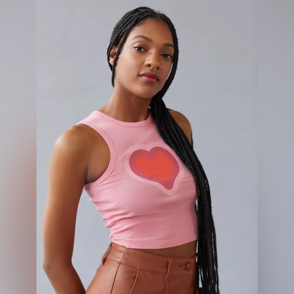 Urban Outfitters Sweetheart Pink & Red Heart Tank Size Medium